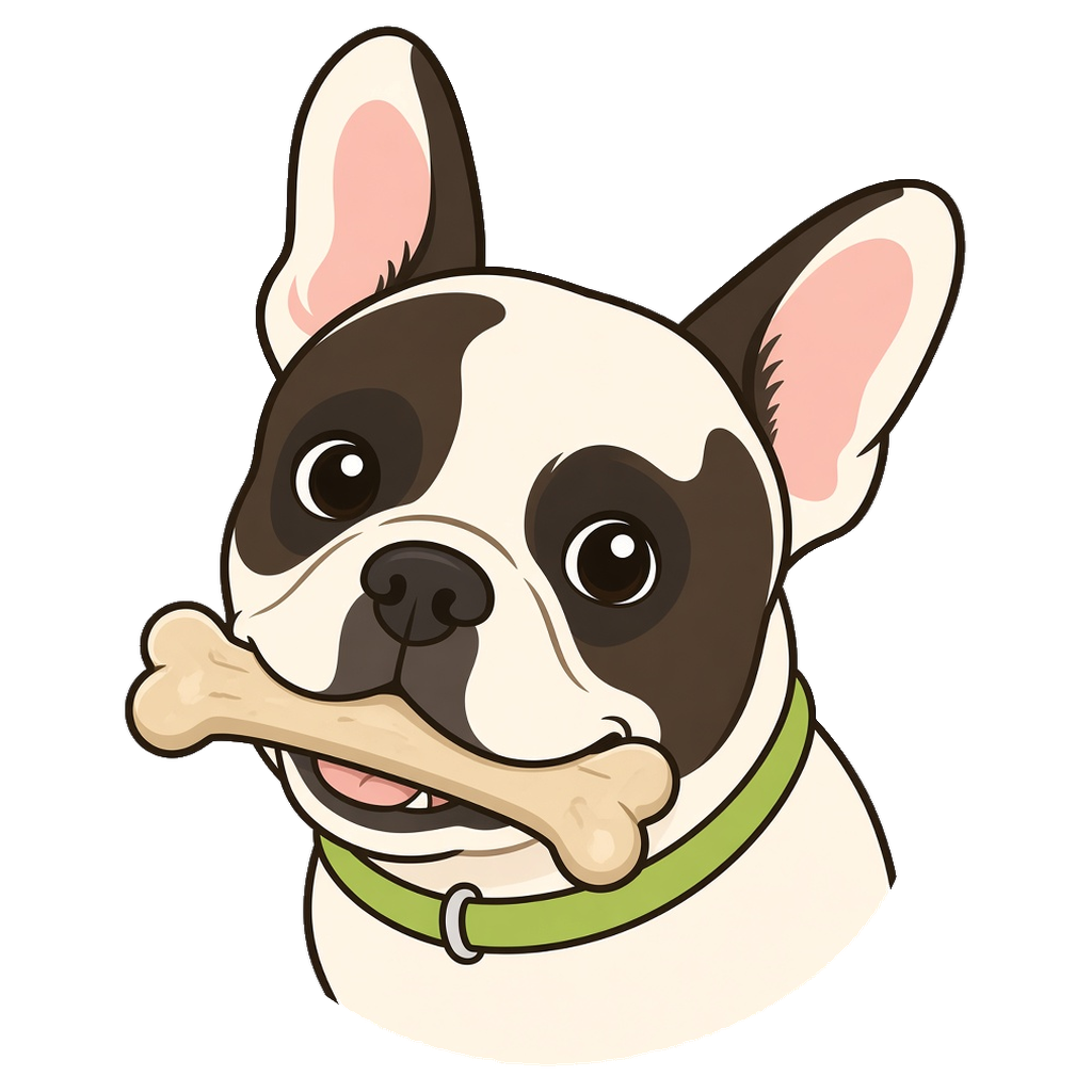 Illustrierter Hundekopf mit Kauknochen